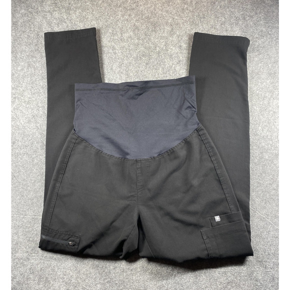 FIGS Maternity Scrub Pants Womens Medium Black Cargo Skinny Leg Nursing Medical - Picture 1 of 15